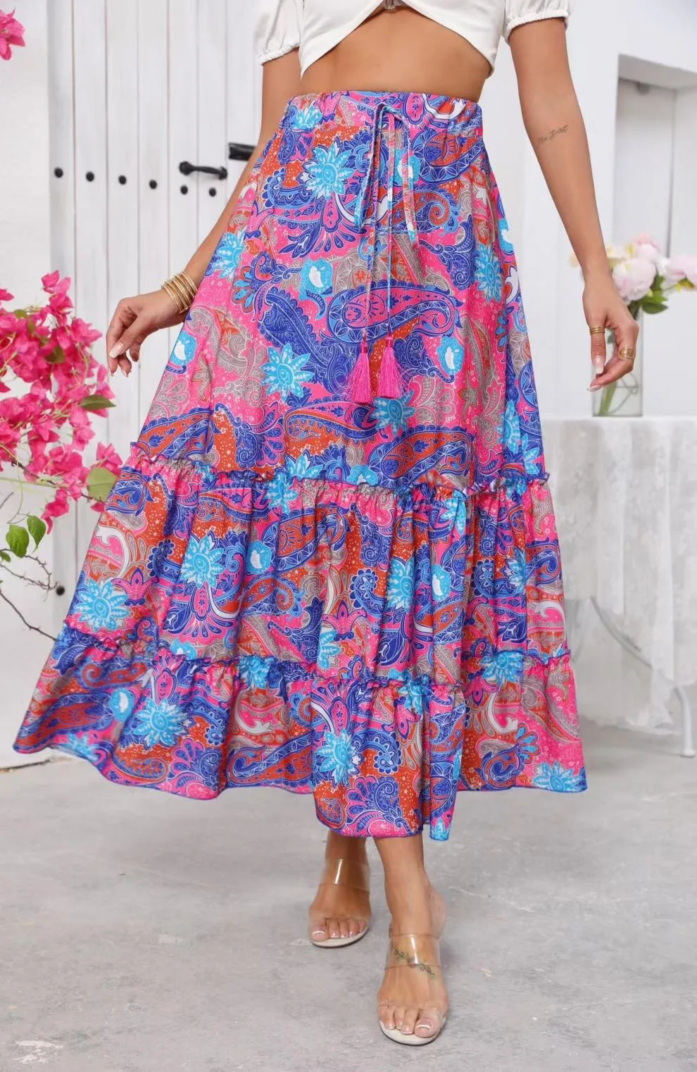Women's Skirt Casual Simple Style Streetwear Multicolor Maxi Long Dress Holiday Daily Selfie display picture 2