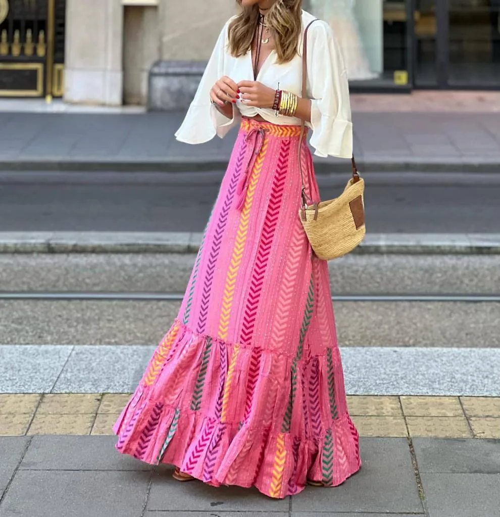 Women's Skirt Casual Simple Style Streetwear Multicolor Midi Dress Holiday Selfie display picture 5