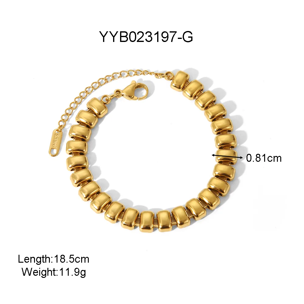 Casual Hawaiian Solid Color 304 Stainless Steel 18K Gold Plated Women's Bracelets Necklace display picture 5