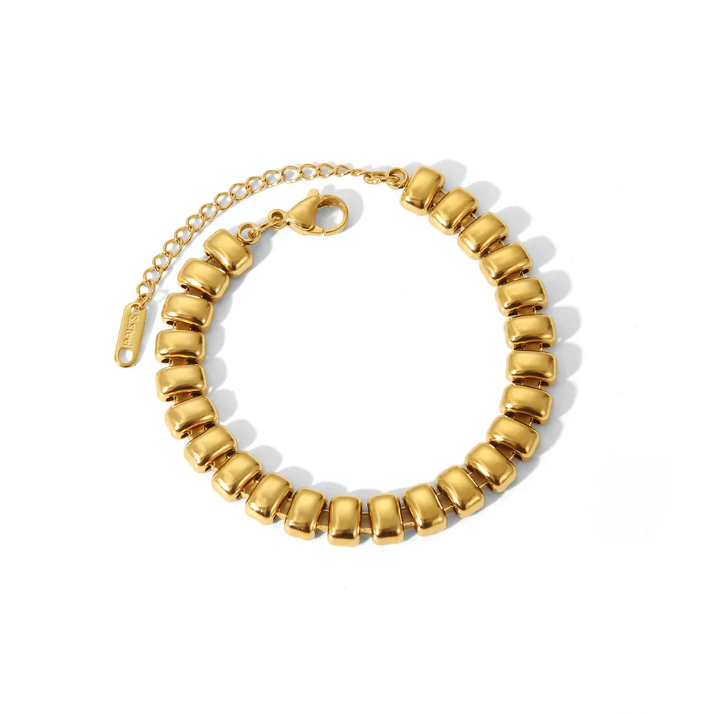 Casual Hawaiian Solid Color 304 Stainless Steel 18K Gold Plated Women's Bracelets Necklace display picture 4