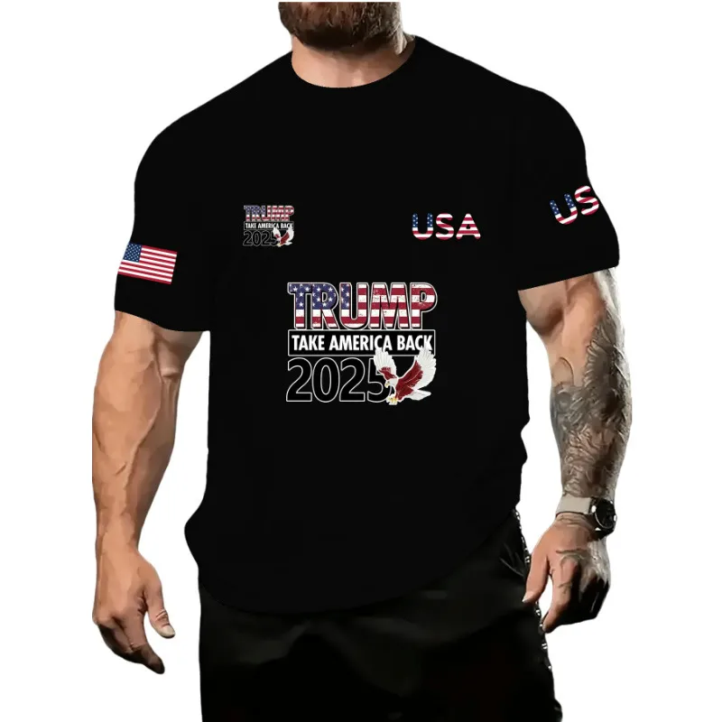 Men's American Flag Simple Style Round Neck Short Sleeve Loose Men's T-shirt display picture 1