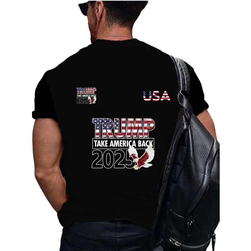 Men's American Flag Simple Style Round Neck Short Sleeve Loose Men's T-shirt display picture 2