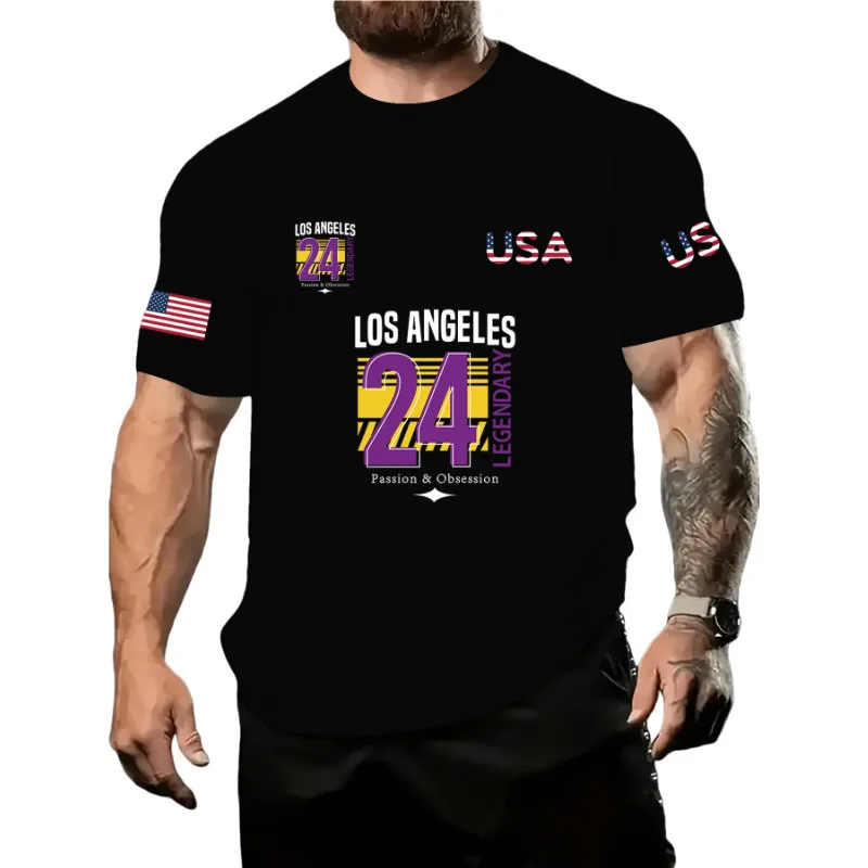 Men's American Flag Simple Style Round Neck Short Sleeve Loose Men's T-shirt display picture 13