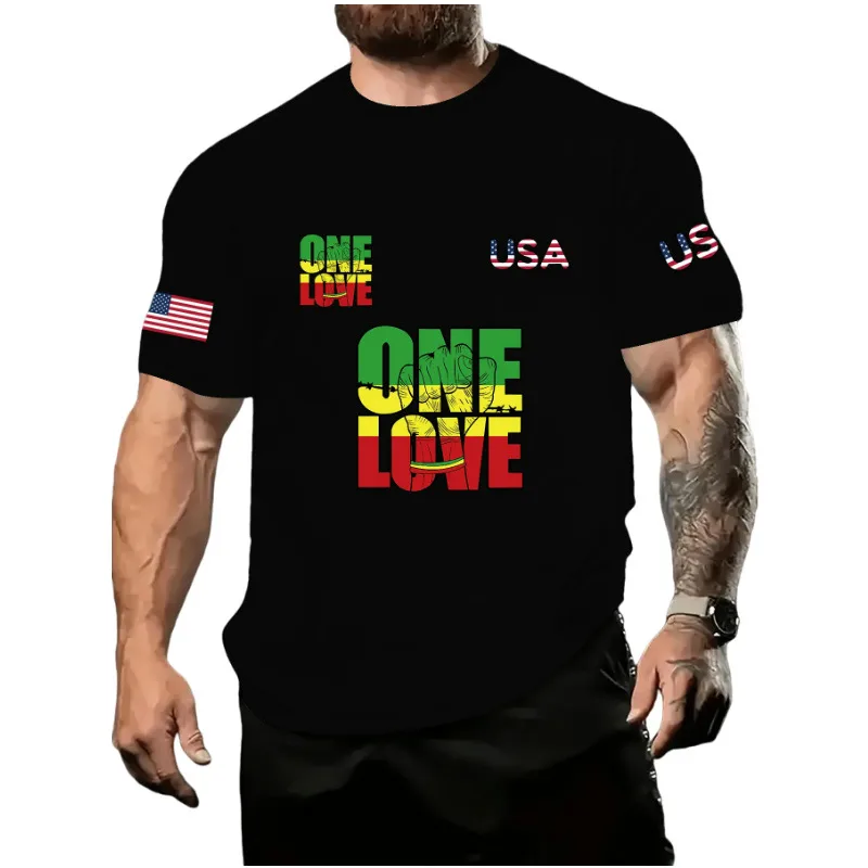 Men's American Flag Simple Style Round Neck Short Sleeve Loose Men's T-shirt display picture 15