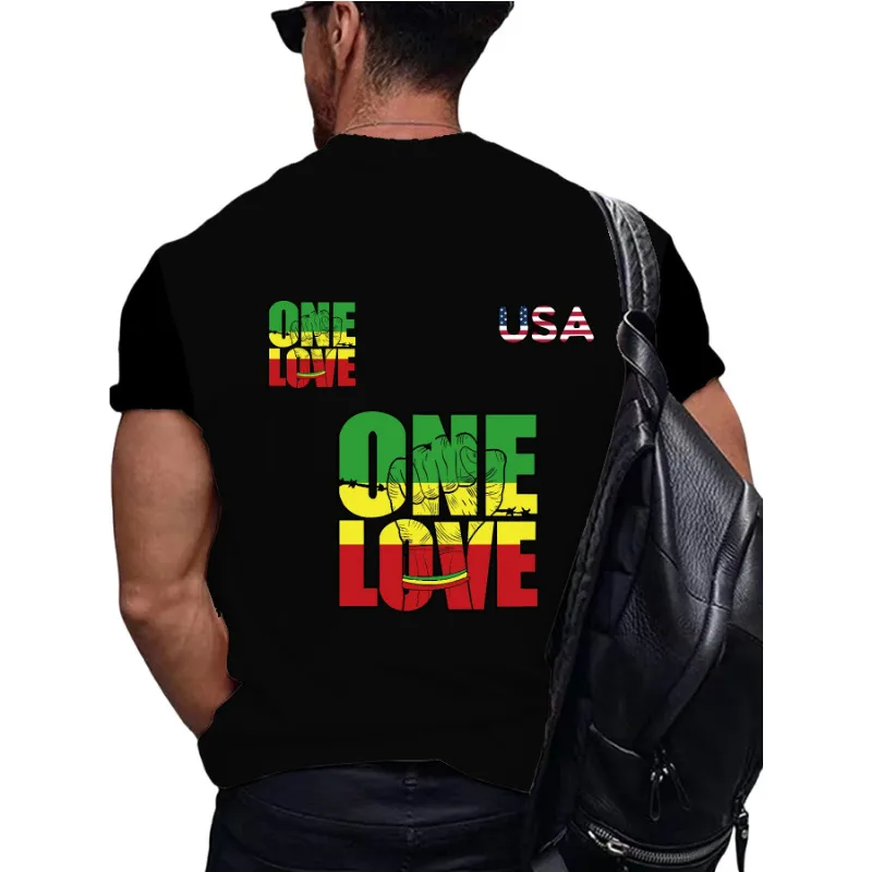 Men's American Flag Simple Style Round Neck Short Sleeve Loose Men's T-shirt display picture 16