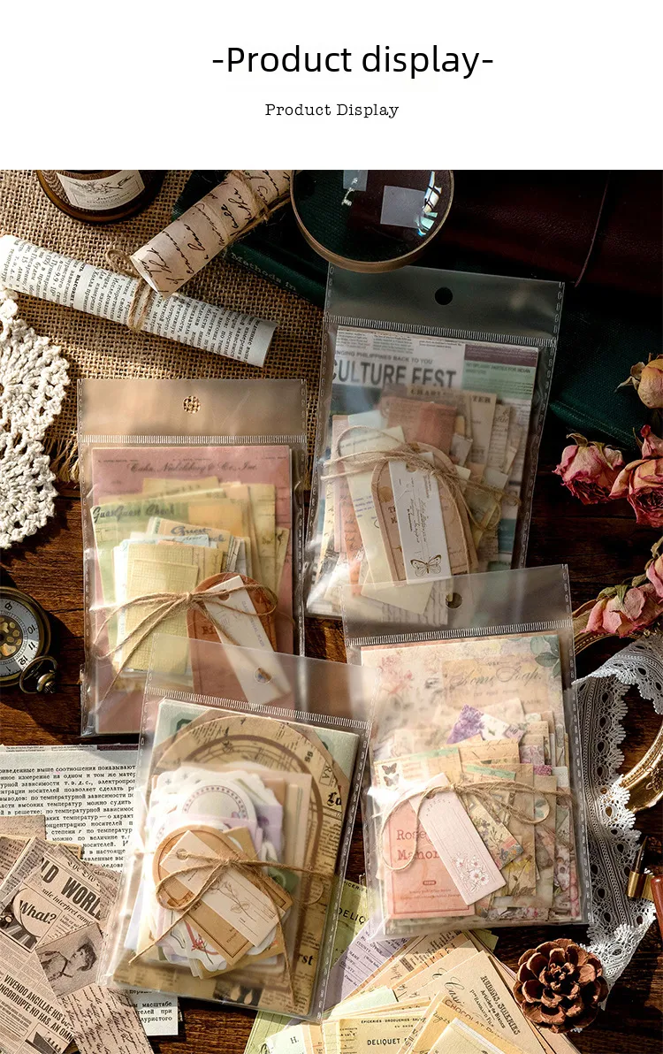 Vintage Retro Collection Material Pack Memory Post Office Series Handbook Diy Collage Base Material Stickers 4 Styles display picture 3