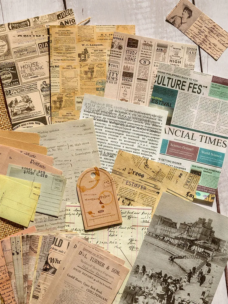 Vintage Retro Collection Material Pack Memory Post Office Series Handbook Diy Collage Base Material Stickers 4 Styles display picture 9