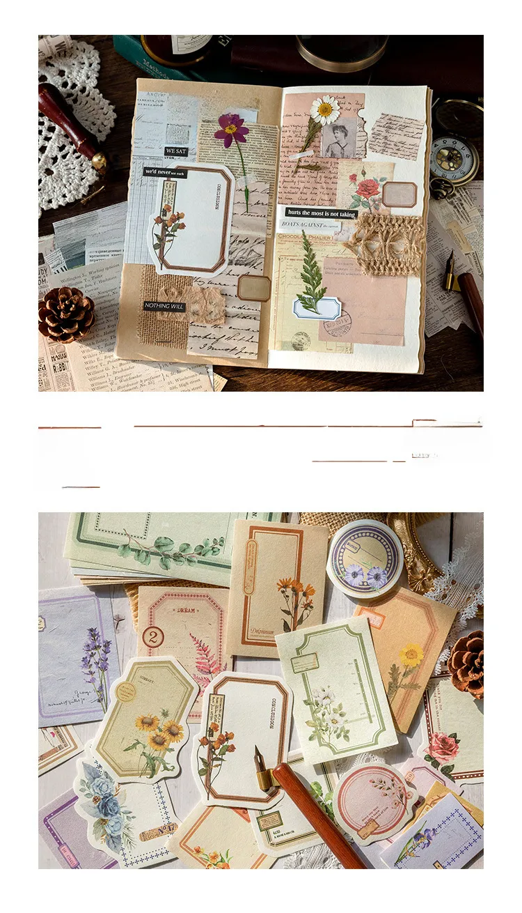 Vintage Retro Collection Material Pack Memory Post Office Series Handbook Diy Collage Base Material Stickers 4 Styles display picture 12