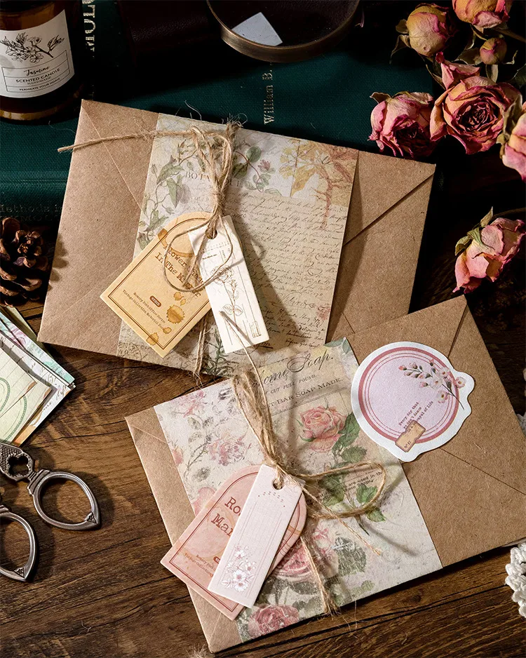 Vintage Retro Collection Material Pack Memory Post Office Series Handbook Diy Collage Base Material Stickers 4 Styles display picture 13