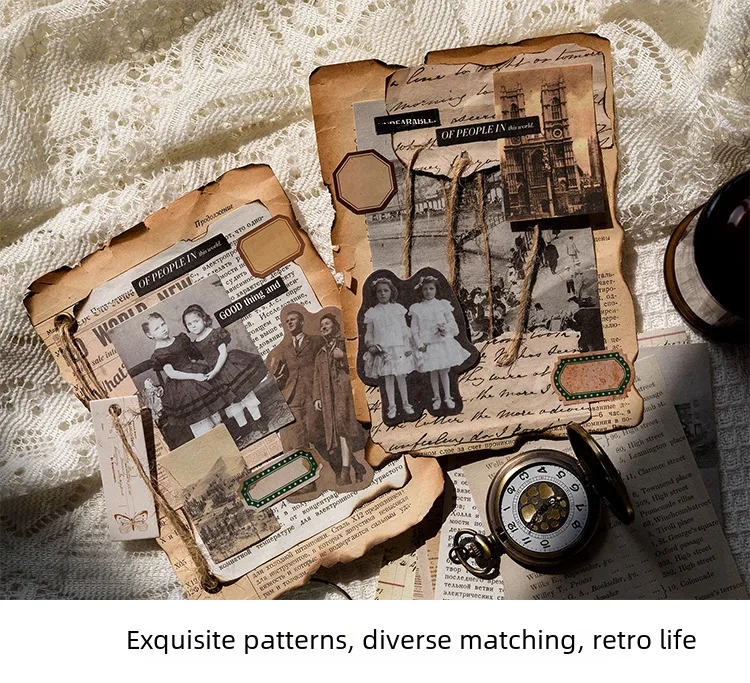 Vintage Retro Collection Material Pack Memory Post Office Series Handbook Diy Collage Base Material Stickers 4 Styles display picture 15