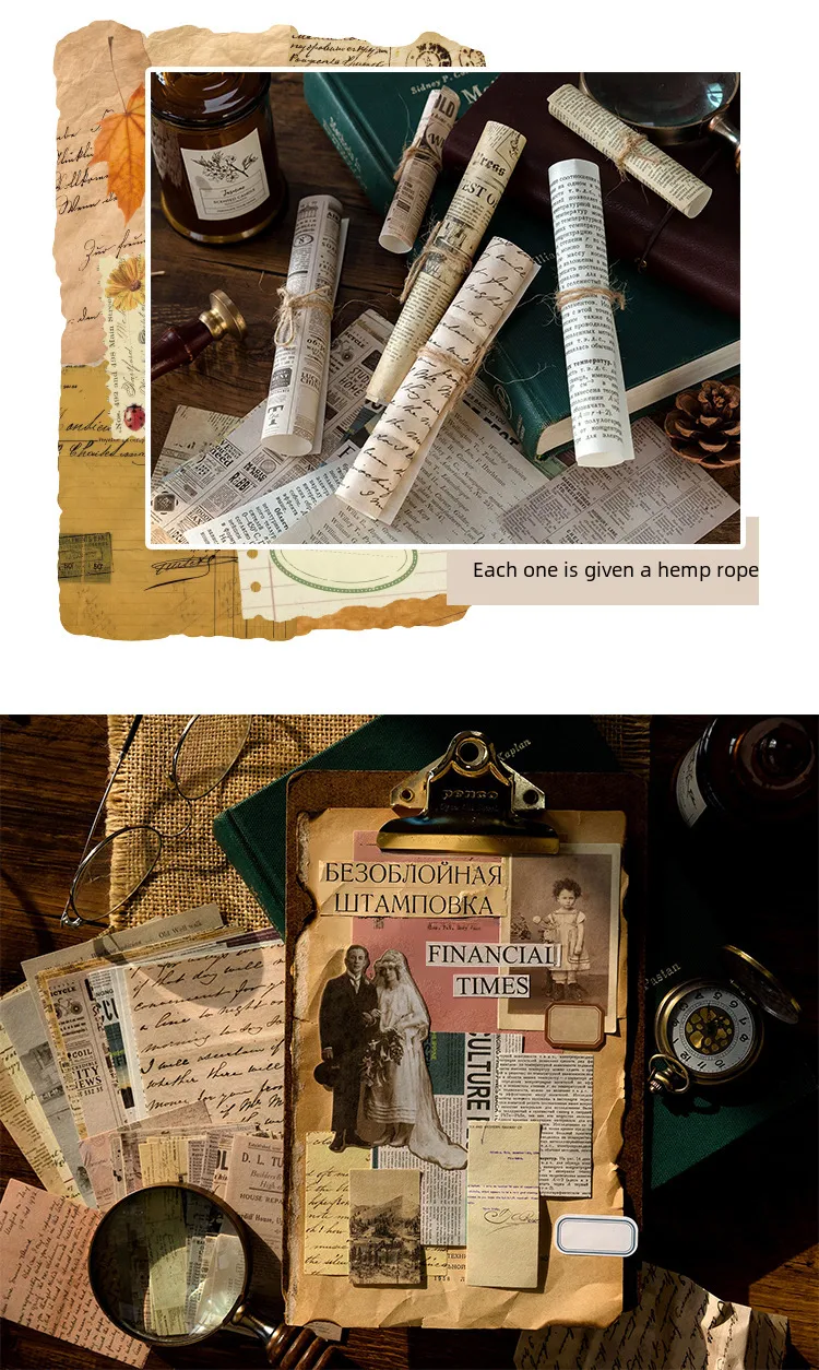 Vintage Retro Collection Material Pack Memory Post Office Series Handbook Diy Collage Base Material Stickers 4 Styles display picture 16