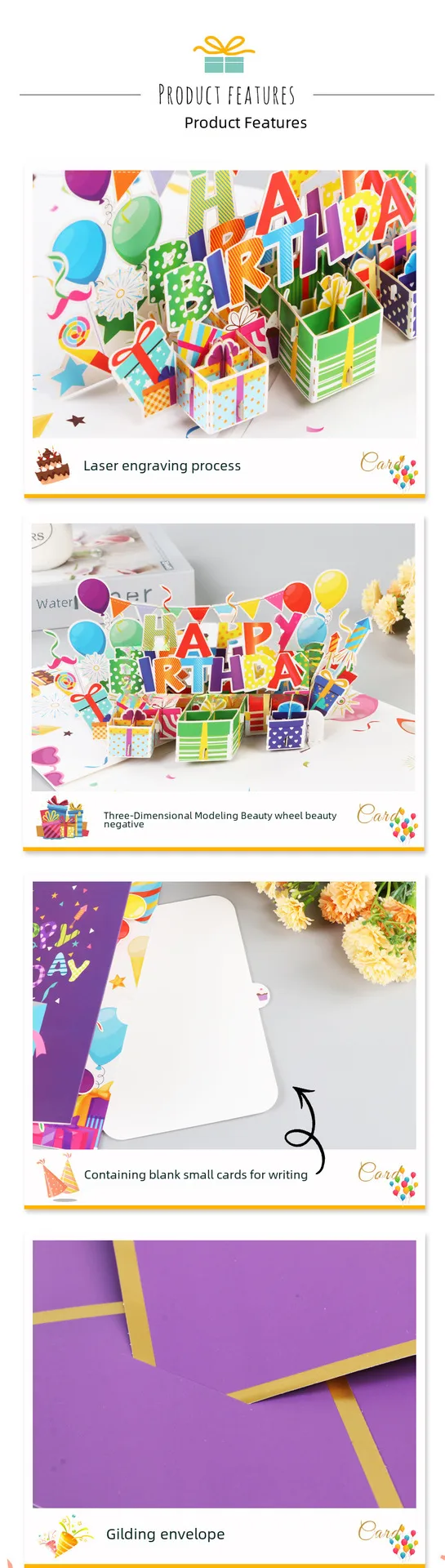 High-end Feel 3d Birthday Music Card Creative Handwritten Small Card Paper Carving Greeting Office Cultural Cards display picture 3