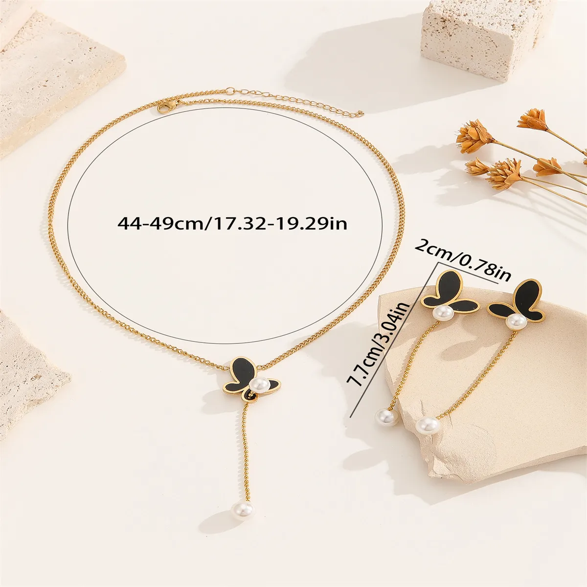 Elegant Butterfly 304 Stainless Steel Women's Earrings Necklace Jewelry Set display picture 4