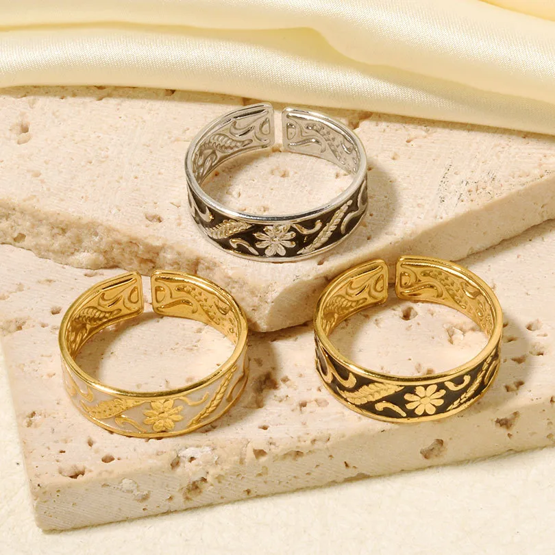 Retro Geometric 304 Stainless Steel Polishing Unisex Open Rings display picture 3