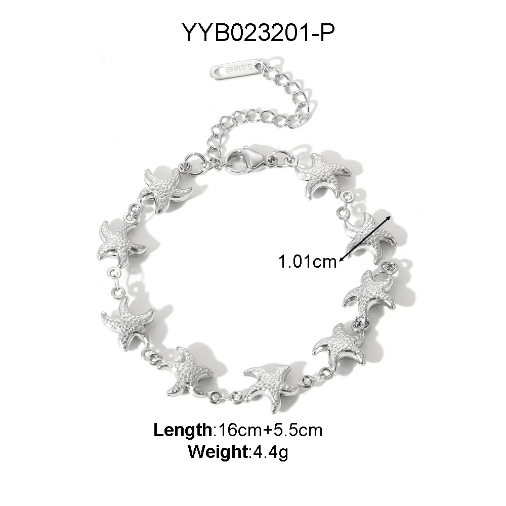 Casual Romantic Pastoral Starfish Conch Red Heart 304 Stainless Steel 18K Gold Plated Unisex Bracelets display picture 4