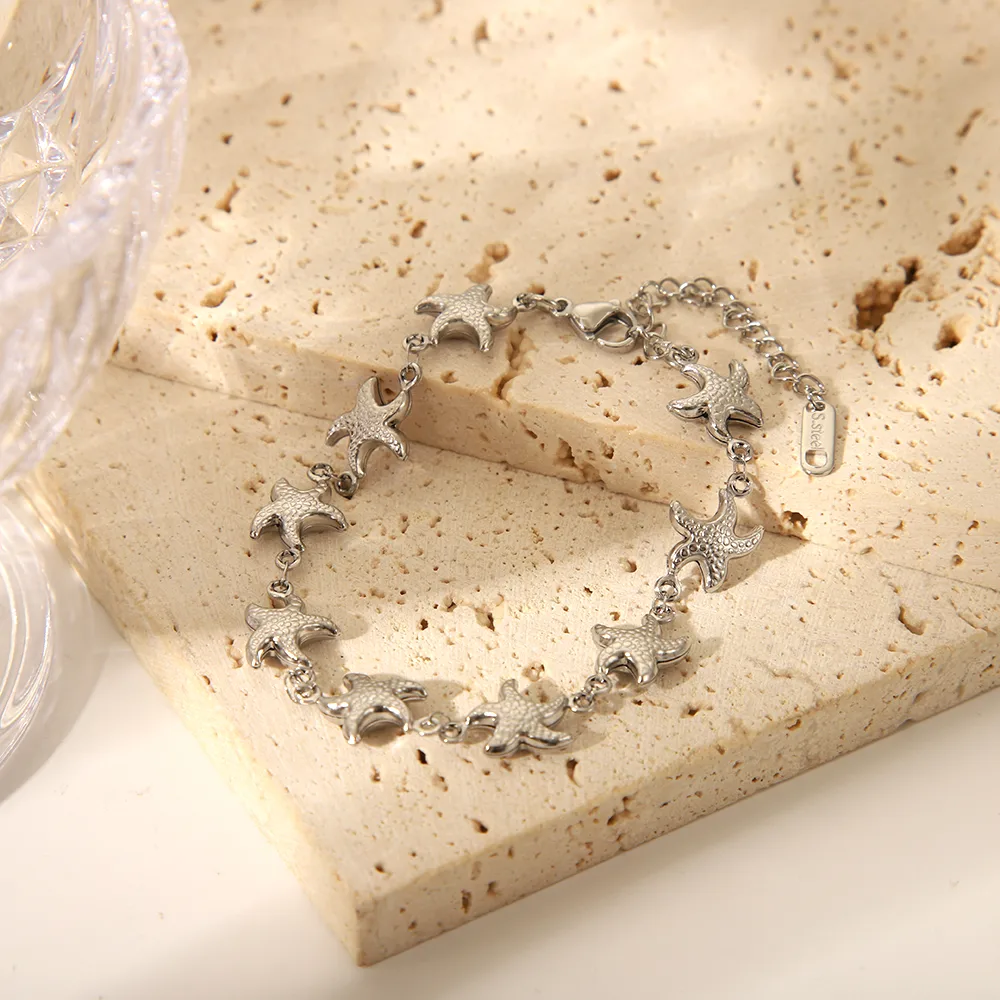 Casual Romantic Pastoral Starfish Conch Red Heart 304 Stainless Steel 18K Gold Plated Unisex Bracelets display picture 14