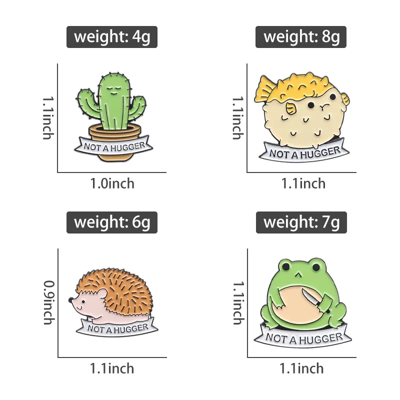 Cartoon Style Cute Cactus Hedgehog Frog Zinc Alloy Plating Unisex Brooches display picture 1
