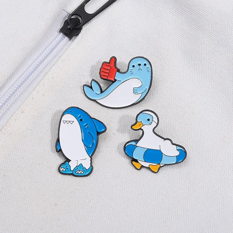 Cartoon Style Cute Seal Shark Duck Zinc Alloy Plating Unisex Brooches display picture 6