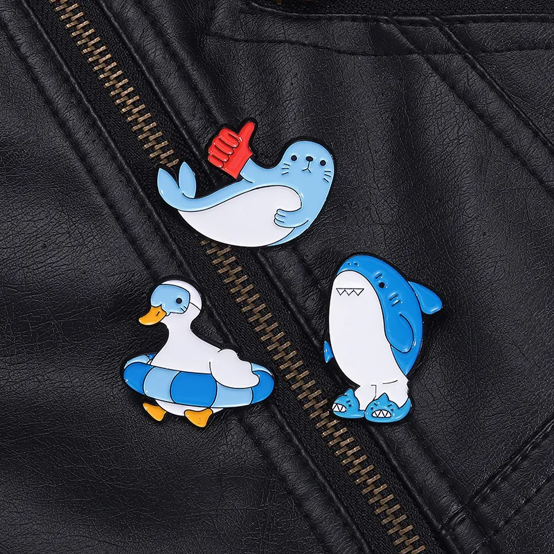Cartoon Style Cute Seal Shark Duck Zinc Alloy Plating Unisex Brooches display picture 8