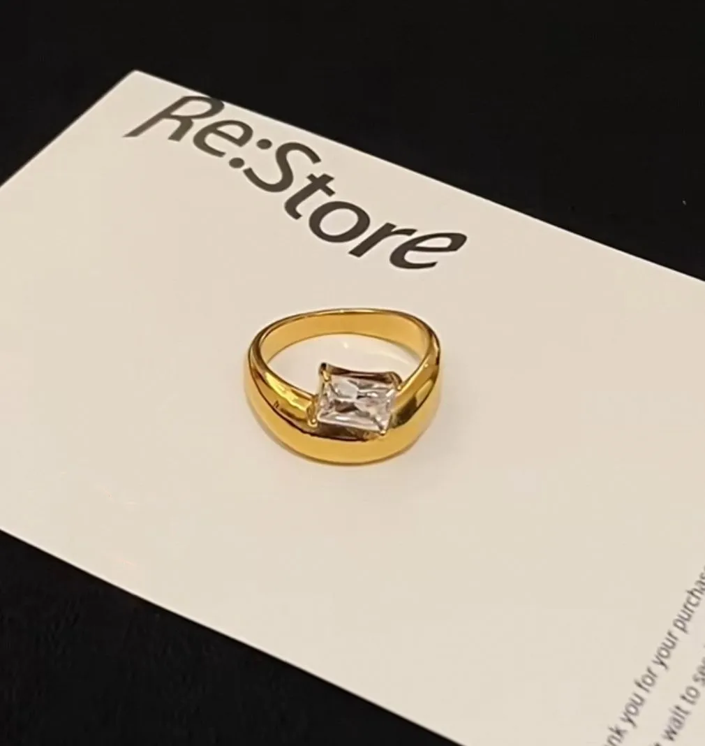 Simple Style Classic Style Rectangle 304 Stainless Steel Inlay Zircon 18K Gold Plated Women's Rings display picture 2