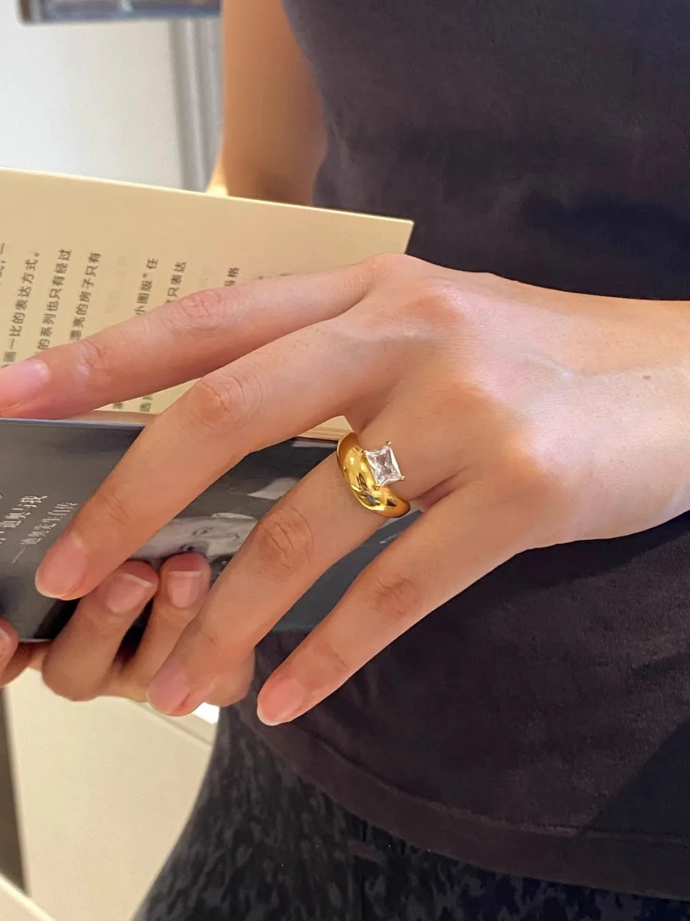 Simple Style Classic Style Rectangle 304 Stainless Steel Inlay Zircon 18K Gold Plated Women's Rings display picture 5