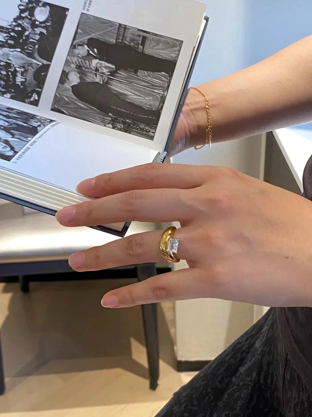 Simple Style Classic Style Rectangle 304 Stainless Steel Inlay Zircon 18K Gold Plated Women's Rings display picture 3