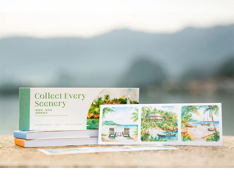 30 Pieces Per Book Castle Plant Landscape Class Learning Paper Vintage Style Handmade Simple Style Stickers display picture 4