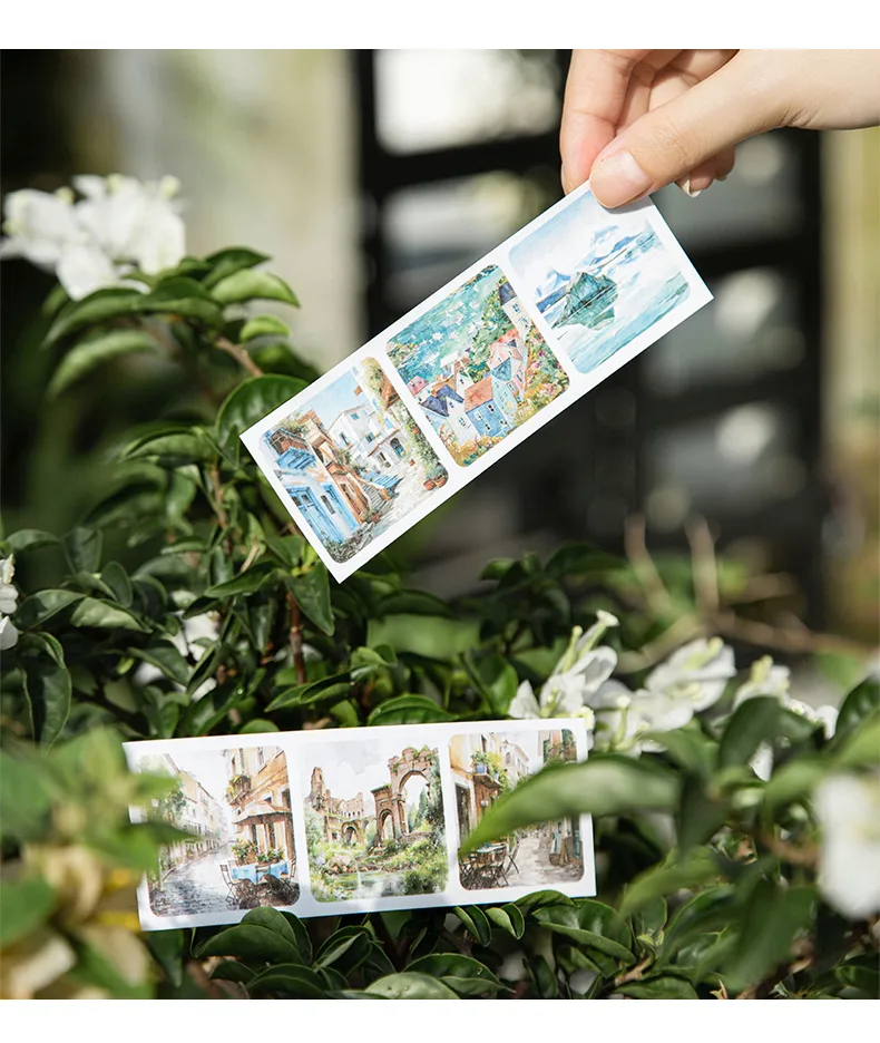 30 Pieces Per Book Castle Plant Landscape Class Learning Paper Vintage Style Handmade Simple Style Stickers display picture 10