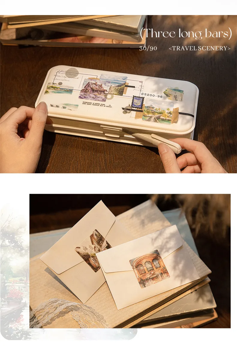 30 Pieces Per Book Castle Plant Landscape Class Learning Paper Vintage Style Handmade Simple Style Stickers display picture 11