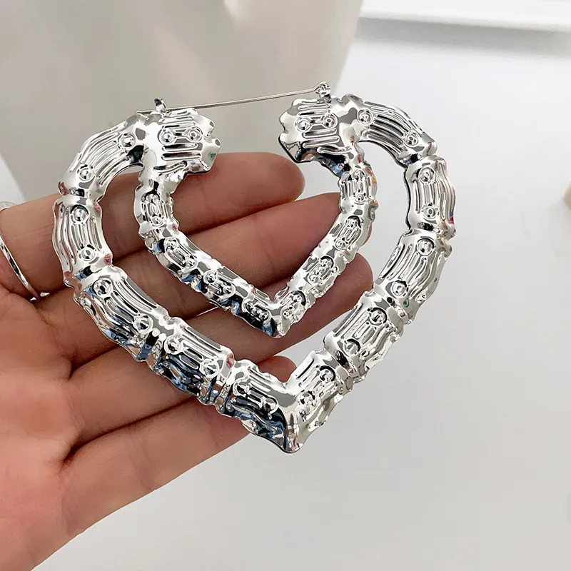 E-Commerce Hot Sale Double Round Bamboo Earrings Exaggerated Gold Double Layer Big Circle Retro Hip Hop European And American Earrings Ornament Women display picture 1