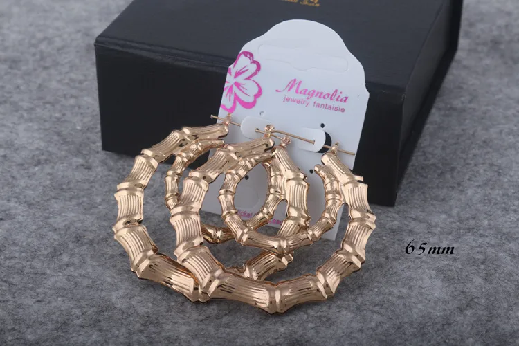 E-Commerce Hot Sale Double Round Bamboo Earrings Exaggerated Gold Double Layer Big Circle Retro Hip Hop European And American Earrings Ornament Women display picture 3