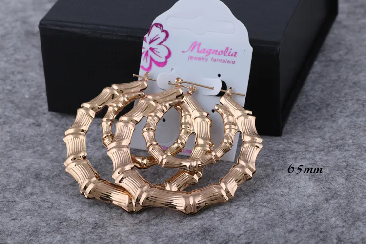 E-Commerce Hot Sale Double Round Bamboo Earrings Exaggerated Gold Double Layer Big Circle Retro Hip Hop European And American Earrings Ornament Women display picture 4