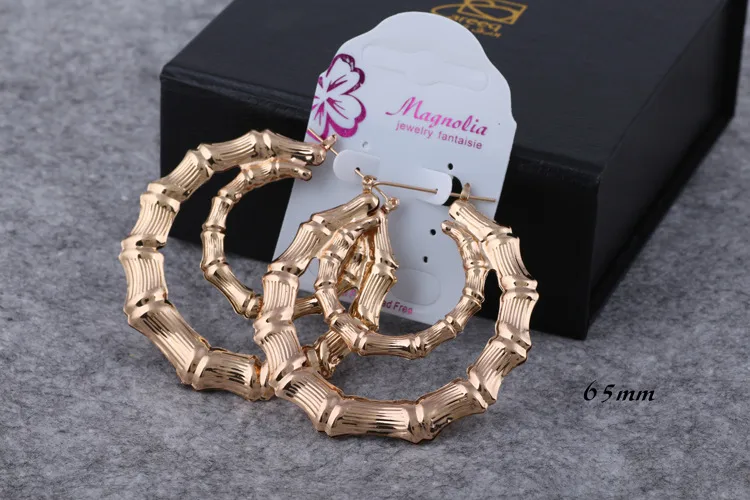 E-Commerce Hot Sale Double Round Bamboo Earrings Exaggerated Gold Double Layer Big Circle Retro Hip Hop European And American Earrings Ornament Women display picture 5