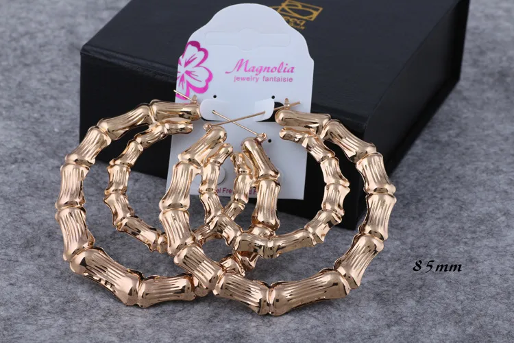 E-Commerce Hot Sale Double Round Bamboo Earrings Exaggerated Gold Double Layer Big Circle Retro Hip Hop European And American Earrings Ornament Women display picture 7
