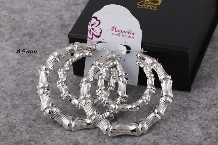 E-Commerce Hot Sale Double Round Bamboo Earrings Exaggerated Gold Double Layer Big Circle Retro Hip Hop European And American Earrings Ornament Women display picture 9
