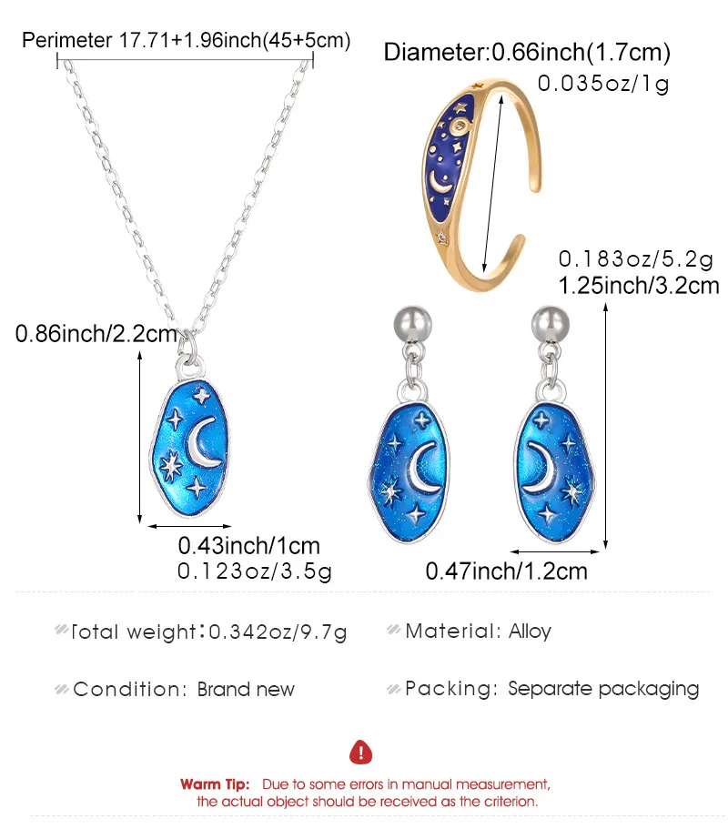 Casual Elegant Star Moon Alloy Star Moon Plating Women's Rings Earrings Necklace display picture 1