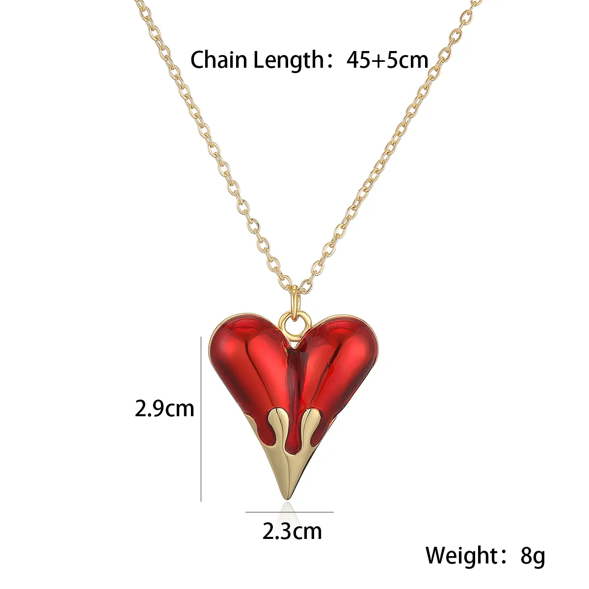 Retro Simple Style Commute Heart Shape Copper Enamel Women's Pendant Necklace display picture 1