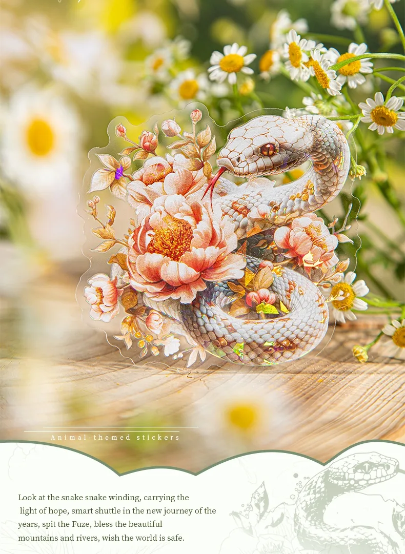 1 Set Flower Snake Daily PET Retro Novelty Stickers display picture 1