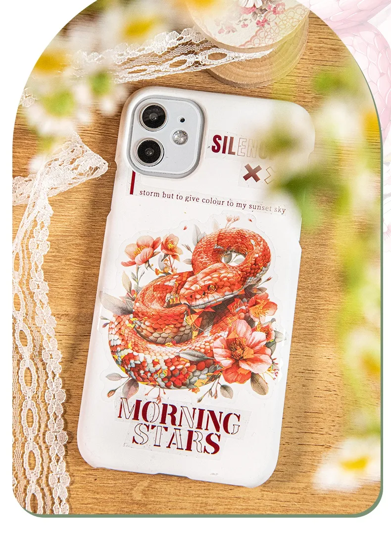 1 Set Flower Snake Daily PET Retro Novelty Stickers display picture 7