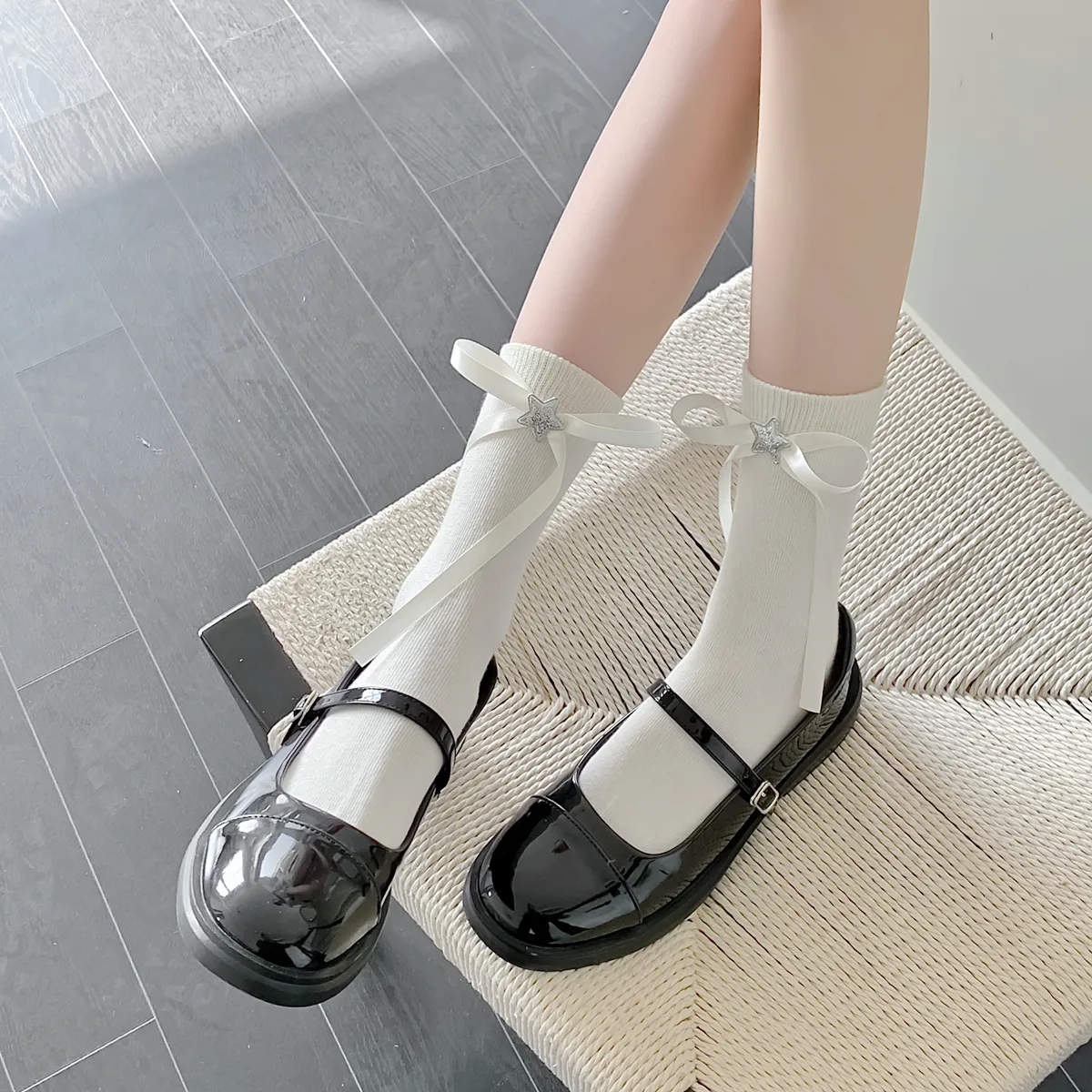 Women's Cute Sweet Star Bow Knot Cotton Crew Socks 1 Piece display picture 5