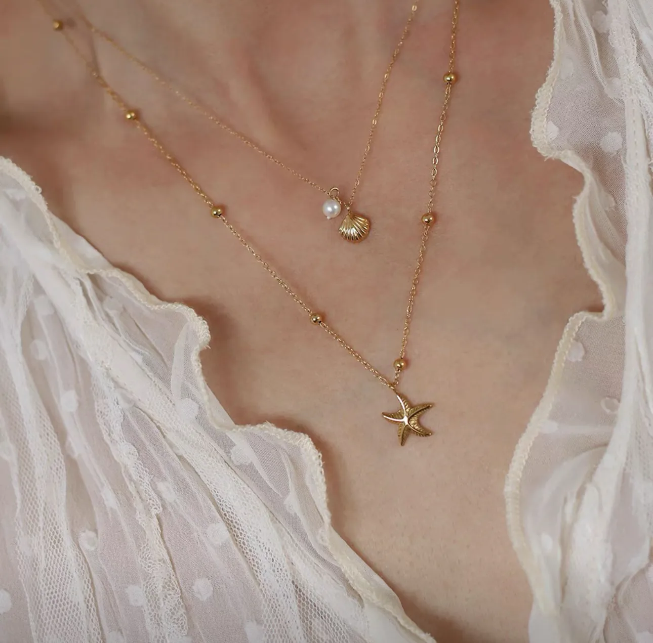 Modern Style Classic Style Scallop Starfish 304 Stainless Steel Women's Pendant Necklace display picture 2