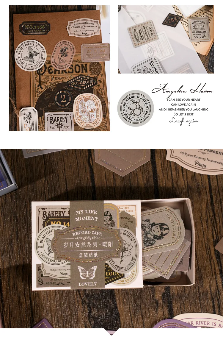 1 Set Letter Flower Learning School Paper Vintage Style Shiny Stickers display picture 14