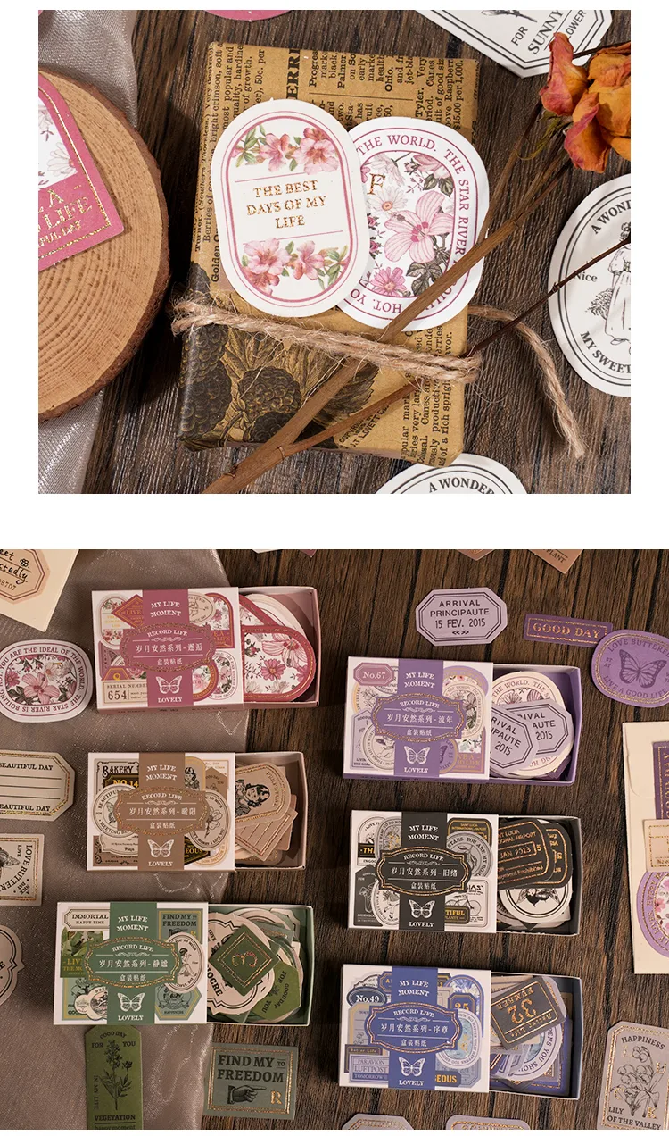 1 Set Letter Flower Learning School Paper Vintage Style Shiny Stickers display picture 10