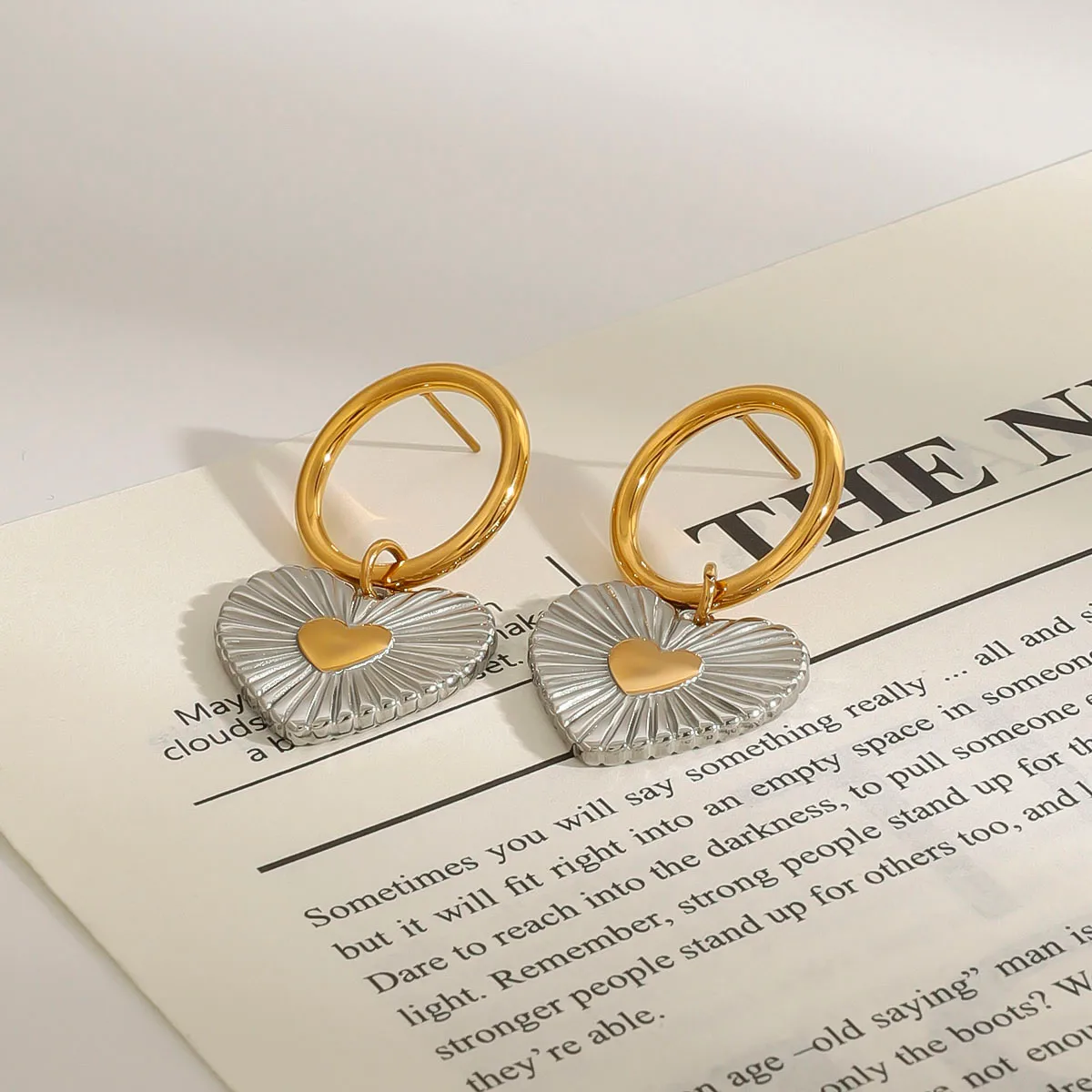 Casual Simple Style Heart Shape 304 Stainless Steel Dangling Earrings display picture 3