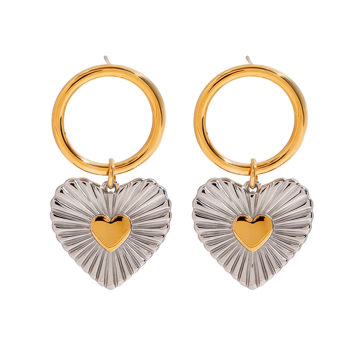 Casual Simple Style Heart Shape 304 Stainless Steel Dangling Earrings display picture 6