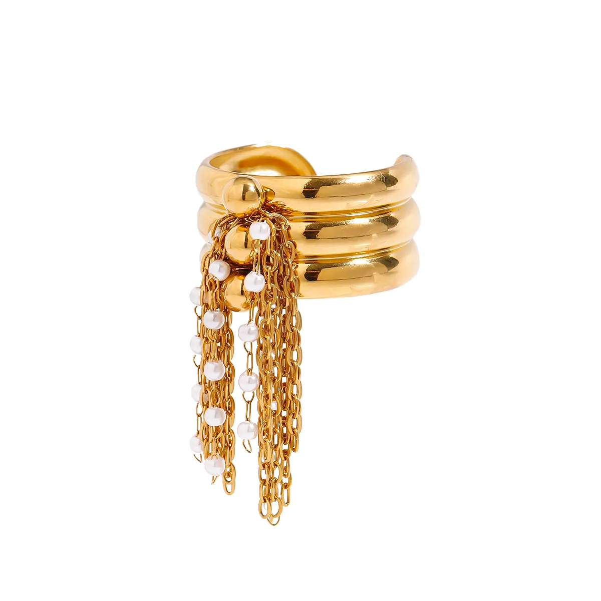 Casual Hip-Hop Novelty Tassel 304 Stainless Steel Women's Open Rings display picture 2