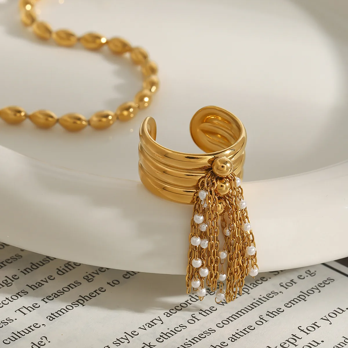 Casual Hip-Hop Novelty Tassel 304 Stainless Steel Women's Open Rings display picture 6