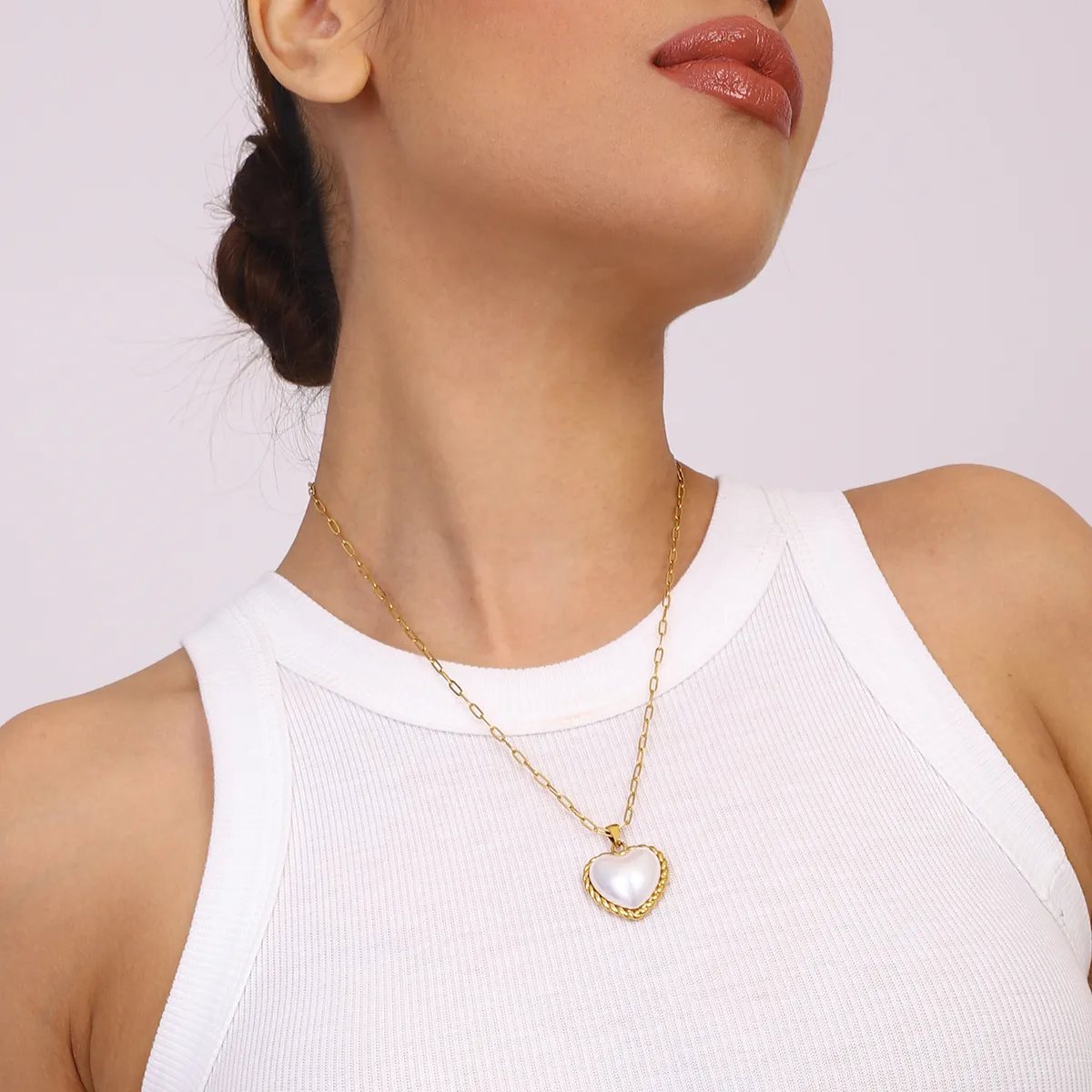 Elegant Simple Style Heart Shape 304 Stainless Steel Women's Necklace display picture 6