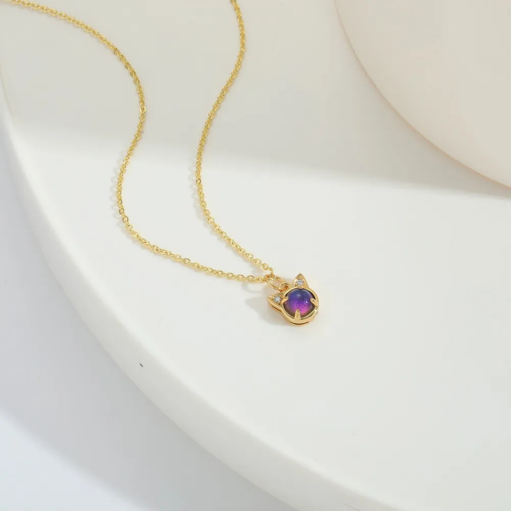 Elegant Modern Style Cat Copper Zircon 14K Gold Plated Women's Pendant Necklace display picture 2