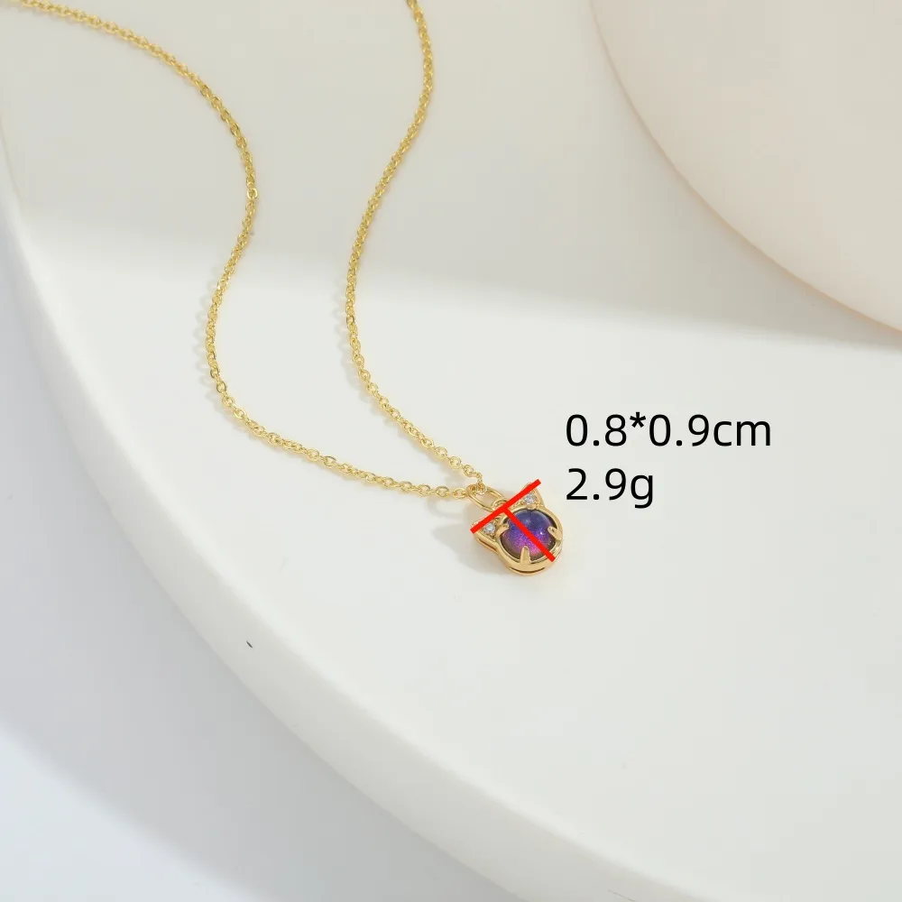Elegant Modern Style Cat Copper Zircon 14K Gold Plated Women's Pendant Necklace display picture 1